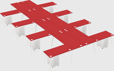 Shared l-shaped office desk system