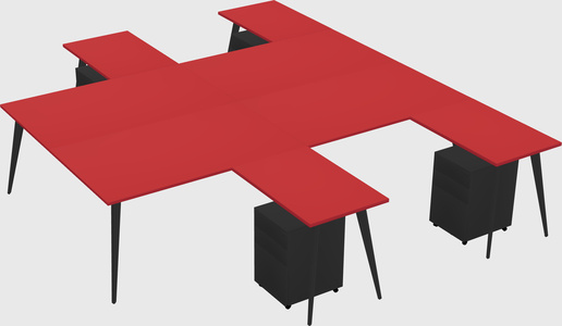 Shared l-shaped office desk system
