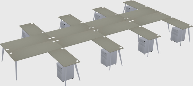 Shared l-shaped office desk system