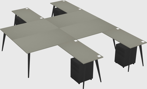 Shared l-shaped office desk system