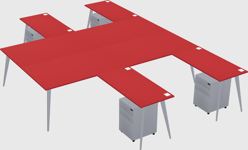 Shared l-shaped office desk system