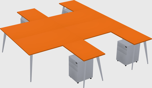 Shared l-shaped office desk system