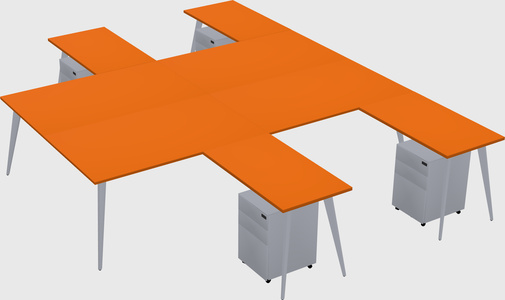 Shared l-shaped office desk system