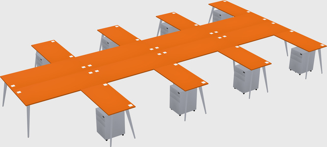 Shared l-shaped office desk system