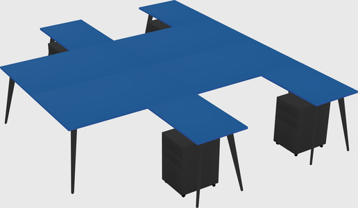 Shared l-shaped office desk system