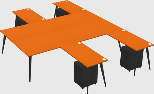 Shared l-shaped office desk system