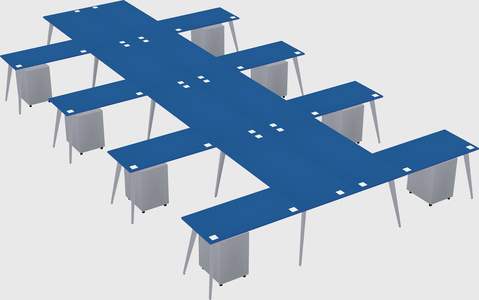 Shared l-shaped office desk system