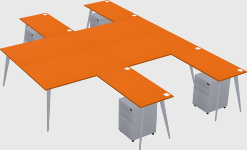 Shared l-shaped office desk system