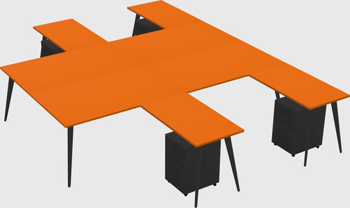 Shared l-shaped office desk system