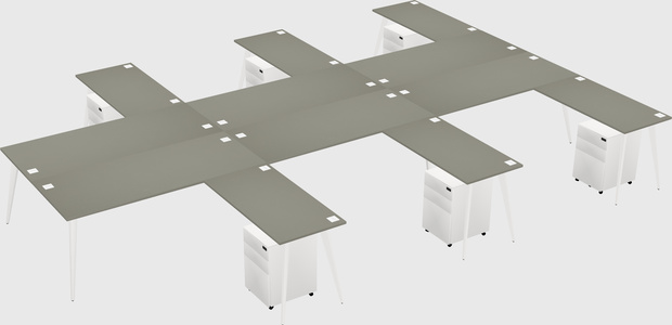 Shared l-shaped office desk system