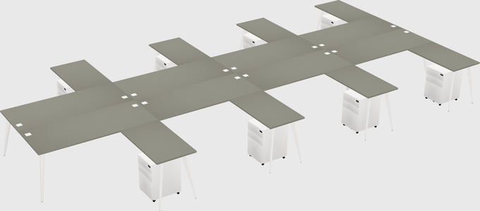 Shared l-shaped office desk system