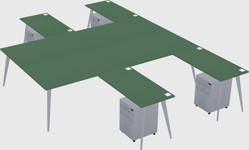 Shared l-shaped office desk system