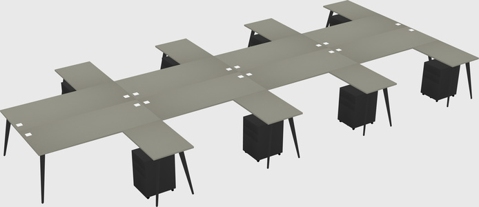 Shared l-shaped office desk system