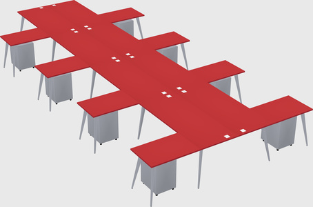Shared l-shaped office desk system