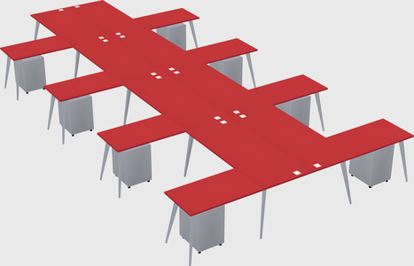 Shared l-shaped office desk system