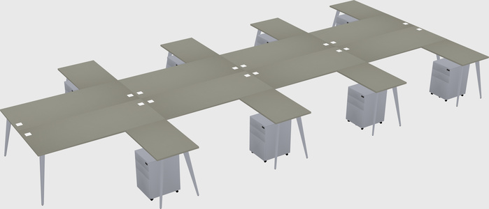 Shared l-shaped office desk system