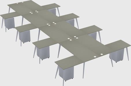 Shared l-shaped office desk system