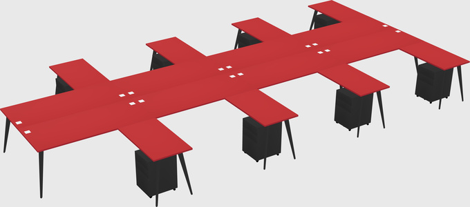 Shared l-shaped office desk system