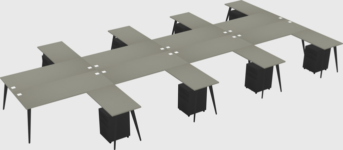 Shared l-shaped office desk system