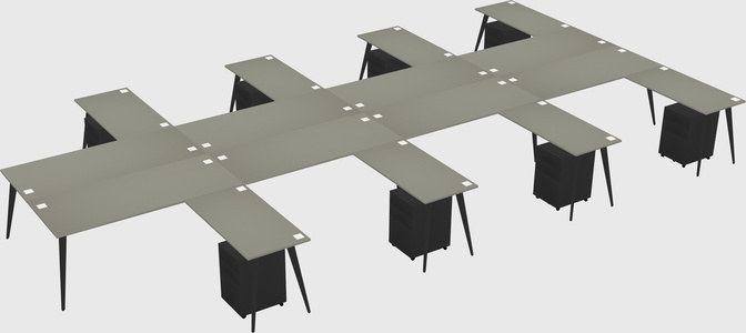 Shared l-shaped office desk system
