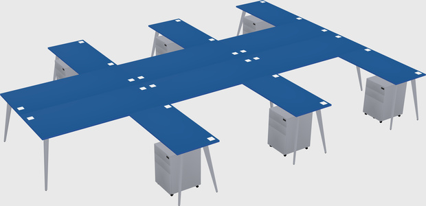 Shared l-shaped office desk system