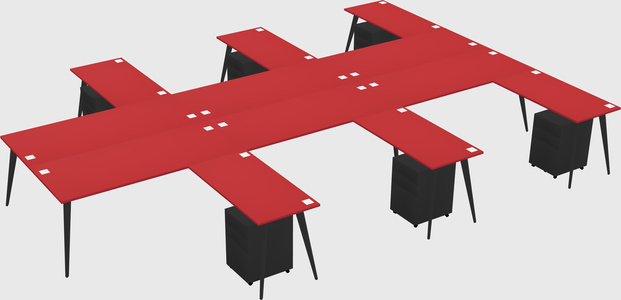 Shared l-shaped office desk system