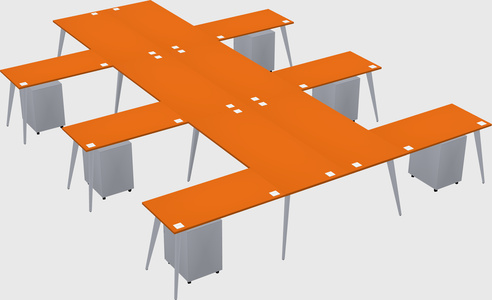 Shared l-shaped office desk system
