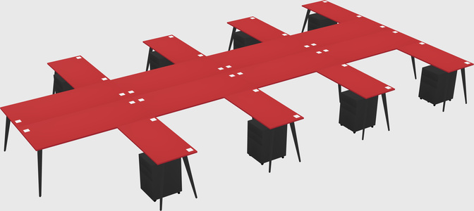 Shared l-shaped office desk system