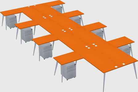 Shared l-shaped office desk system