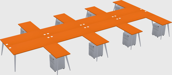 Shared l-shaped office desk system
