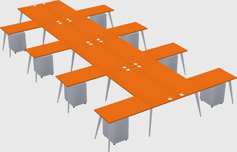 Shared l-shaped office desk system
