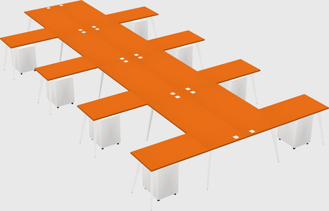 Shared l-shaped office desk system