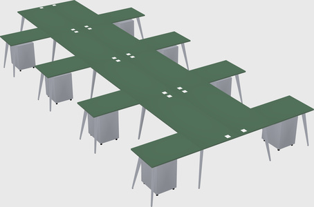 Shared l-shaped office desk system