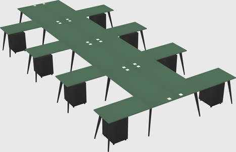 Shared l-shaped office desk system