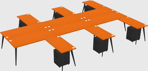 Shared l-shaped office desk system