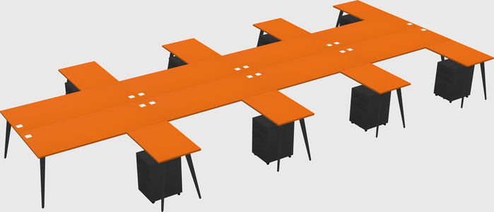 Shared l-shaped office desk system