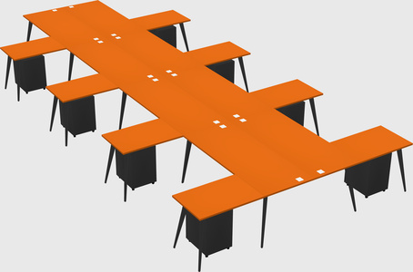Shared l-shaped office desk system