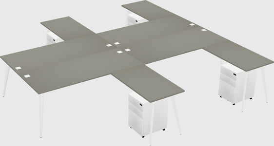 Shared l-shaped office desk system