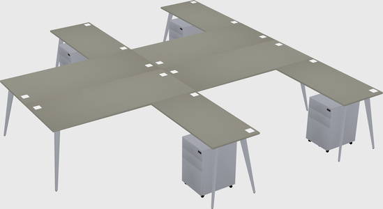 Shared l-shaped office desk system