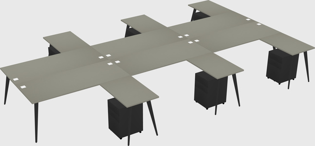 Shared l-shaped office desk system