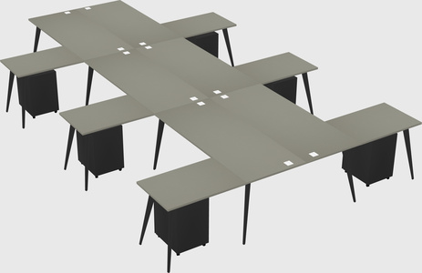 Shared l-shaped office desk system