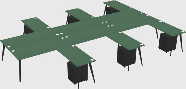 Shared l-shaped office desk system