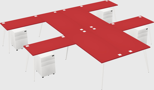 Shared l-shaped office desk system