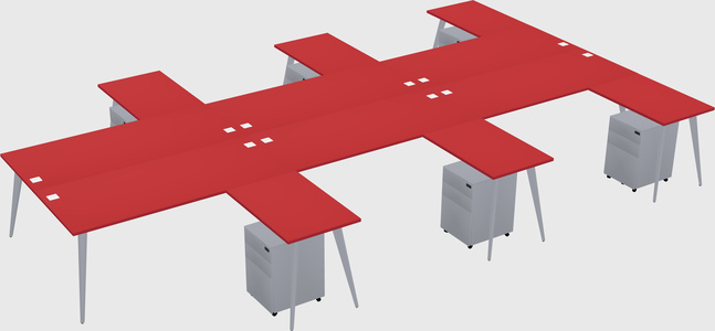 Shared l-shaped office desk system
