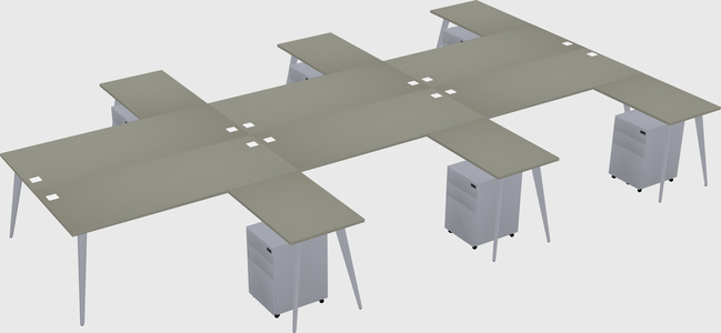 Shared l-shaped office desk system
