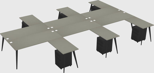 Shared l-shaped office desk system