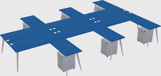 Shared l-shaped office desk system