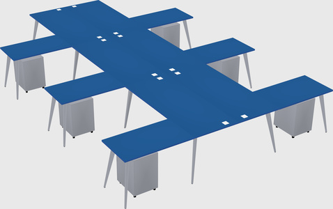Shared l-shaped office desk system