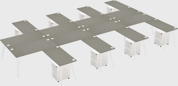 Shared l-shaped office desk system