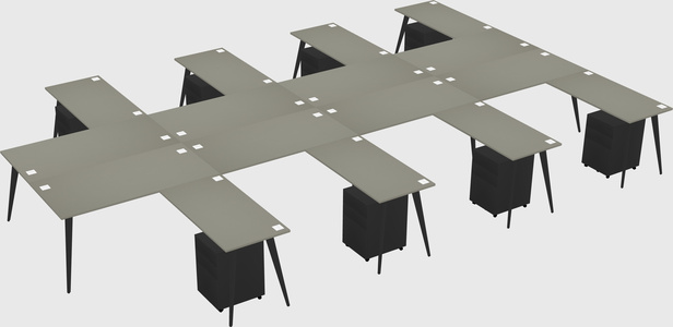 Shared l-shaped office desk system